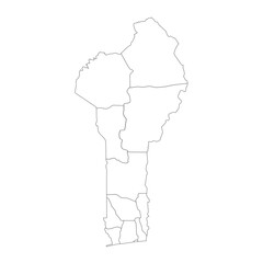 Benin Administrative Divisions Map Outline (Uses professional terminology for internal boundaries in an outline format)