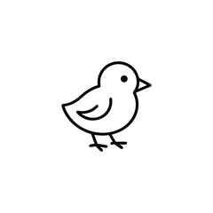 A Simple and Minimalist Line Art Illustration of a Small Bird Standing with a Clean White Background and a Playful Aesthetic