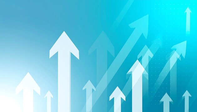 Abstract background of upward-pointing arrows on a gradient blue backdrop