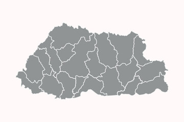 Political Map of Bhutan Vector Illustration (Emphasizes the political aspect and vector format)