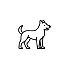 Dog Line Art Illustration of Canine Companion Standing Tall with Alert Expression and Stylized Design for Modern and Minimalist Aesthetics