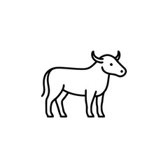 Line Art Illustration of a Standing Cow Farm Animal Minimalism and Simplicity Black and White Design Easy to Use Graphics