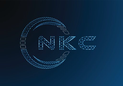 NKC low poly letter logo vector design. NKC lower poly logo design. Low poly logo.