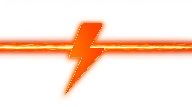 Abstract orange lightning bolt graphic symbolizing energy and power against a white background