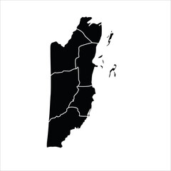 Belize Administrative Divisions Outline Map (Uses professional terminology for internal boundaries)