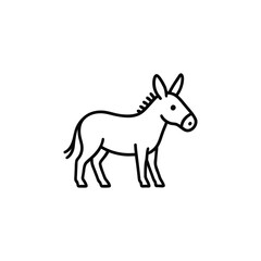 Adorable Donkey Illustration A Charming Black and White Line Drawing Depicting a Classic Farm Animal in Simple Style