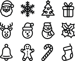 Fototapeta premium Collection of hand drawn christmas icons for festive design