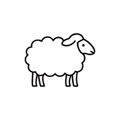 Simple Sheep Illustration of Livestock Animal Standing in Black and White, Representing Wool or Agriculture Industries with Cartoonish Design