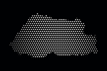 Bhutan Halftone Dot Outline Map