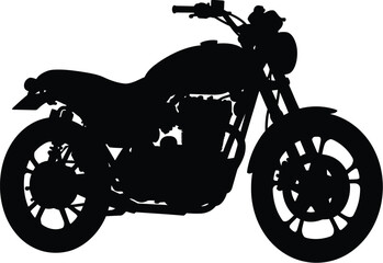 Obraz premium Black Silhouette of a Classic Motorcycle on a White Background Perfect for Graphic Design and Illustration Projects