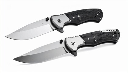 Sharp steel kitchen knife with a black handle, isolated on a white background