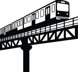 Elevated Train Silhouette on Bridge Structure Minimalist Design for Transportation and Urban Transit Concepts