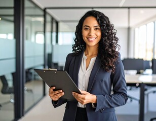 Fototapeta premium Smiling Businesswoman with Clipboard