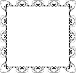 Vintage Ornamental Frame – Elegant Black Vector Border, PNG, 300 DPI