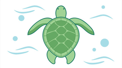 Flat vector of a green sea turtle gliding limited