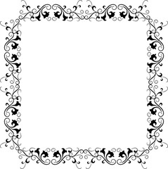 Vintage Ornamental Frame – Elegant Black Vector Border, PNG, 300 DPI