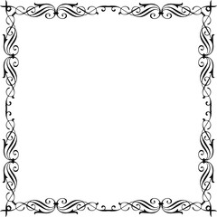 Vintage Ornamental Frame – Elegant Black Vector Border, PNG, 300 DPI