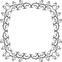 Vintage Ornamental Frame – Elegant Black Vector Border, PNG, 300 DPI