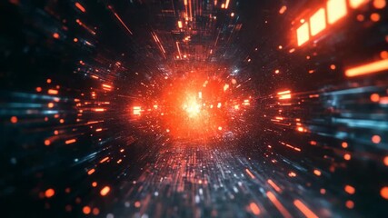 Futuristic explosion of vibrant digital particles in dynamic motion video - Powered by Adobe