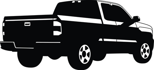 Black Silhouette of a Crew Cab Pickup Truck