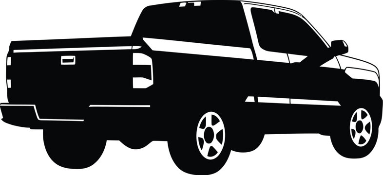 Black Silhouette of a Crew Cab Pickup Truck