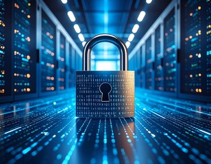 Digital padlock symbolizing data security in a high-tech environment
