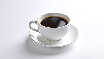 Aromatic black coffee in white ceramic cup, perfect for morning routine or break