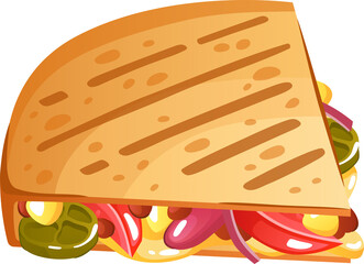 vector illustration of a sandwich with cheese and vegetables