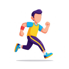 Obraz premium Jogging Cartoon Character - Flat 2D Vector