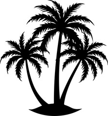 Tropical Palm Tree Island Silhouette Vector