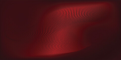 Grunge halftone gradient background. Faded grit noise texture. red and black sand wallpaper. Retro pixel background. Anime or manga style comic overlay. Vector graphic design textured template.