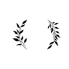 Collection of floral frames with silhouettes of branches © muhammadinsan