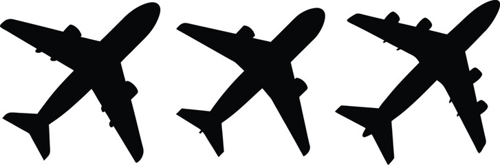 airplane silhouette, minimalist, black and white, vector graphic, flat design
