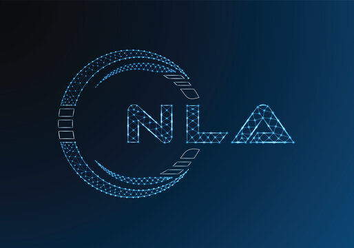NLA low poly letter logo vector design. NLA lower poly logo design. Low poly logo.