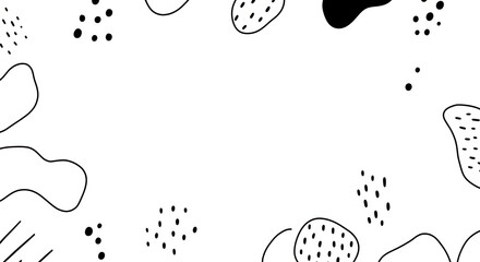 Abstract organic shapes and dots pattern on a white background, modern graphic design elements