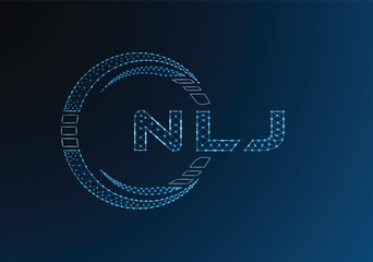 NLJ low poly letter logo vector design. NLJ lower poly logo design. Low poly logo.