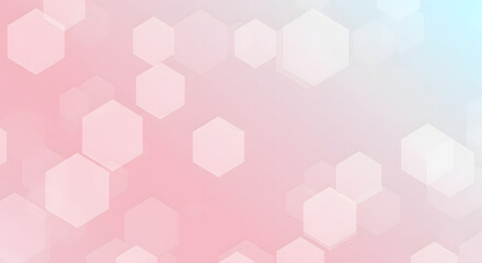Abstract digital background with soft hexagonal bokeh on a gentle pink and light blue gradient. This modern concept offers a serene, clean visual, ideal for contemporary design.