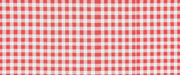 Cream beige seamless gingham tablecloth background texture Red and white Vichy check pattern, fabric, digital