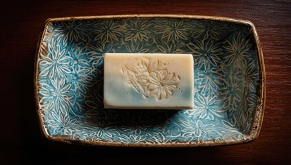 Fototapeta premium Rectangular soap in a decorative dish