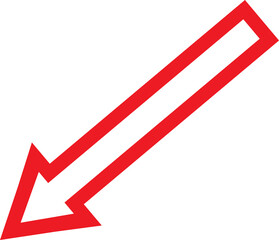 Bold red arrow pointing down and to the left against a black background