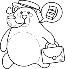 Illustration of cute bear icon.
Funny bear in daily activities elements.
Coloring pages of cute bear icon.