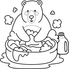 Illustration of cute bear icon.
Funny bear in daily activities elements.
Coloring pages of cute bear icon.