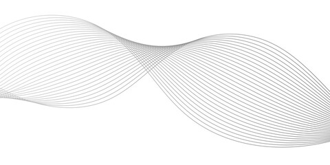 Abstract Smooth white wave digital geometric Technology, data science frequency gradient lines on transparent background. Undulate Grey Wave Swirl, frequency sound wave, twisted curve lines.