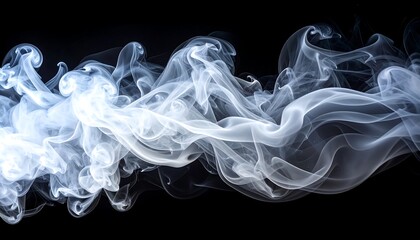 Fototapeta premium Abstract image of swirling, translucent smoke against a black background