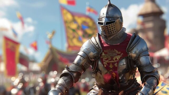 medieval jousting tournament sunny open field 4K Videos 