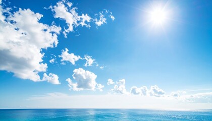 Obraz premium Bright blue sky with scattered white clouds of varying shapes and textures