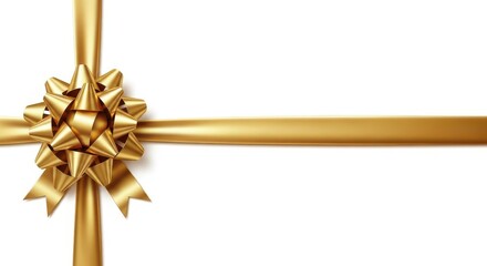 Gold Gift Bow And Ribbon On White