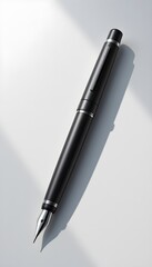 Black Matte Fountain Pen on White Background