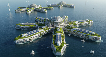 Futuristic ocean city sustainable architecture