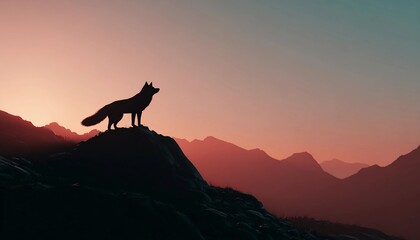 Lone Wolf on Cliff at Sunset &ndash; Symbol of Strength and Individualism